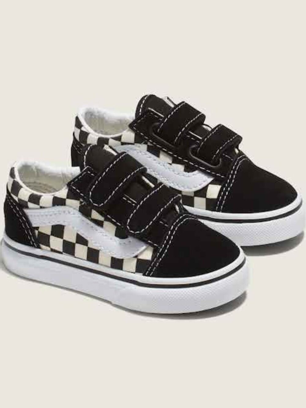 Genuine Vans Velcro Toddler Old Skool V Checkerboard Shoe Size 6.5